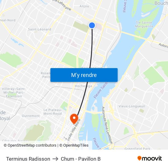 Terminus Radisson to Chum - Pavillon B map