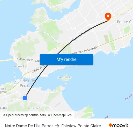 Notre-Dame-De-L'Île-Perrot to Fairview-Pointe-Claire map