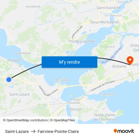 Saint-Lazare to Fairview-Pointe-Claire map