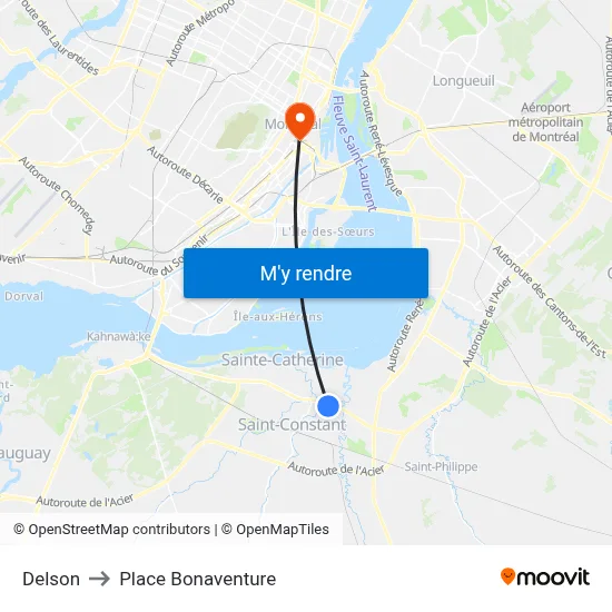 Delson to Place Bonaventure map