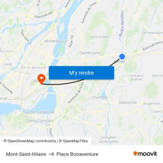 Mont-Saint-Hilaire to Place Bonaventure map