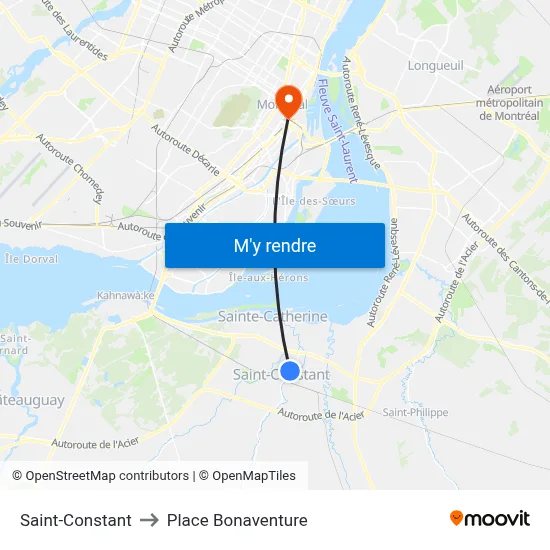 Saint-Constant to Place Bonaventure map