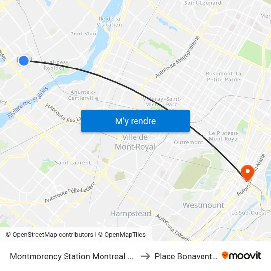 Montmorency Station Montreal Metro to Place Bonaventure map