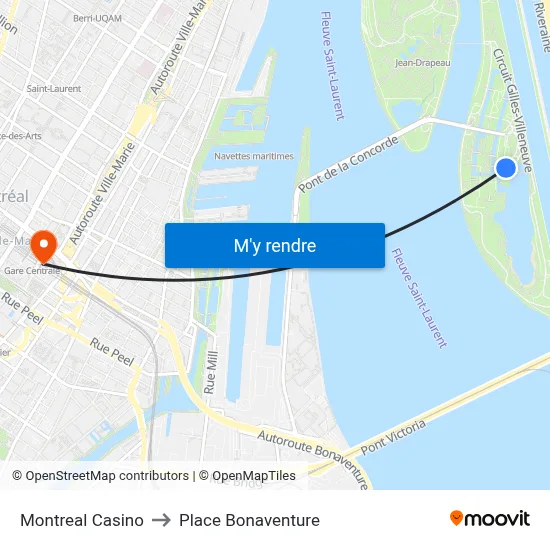 Montreal Casino to Place Bonaventure map