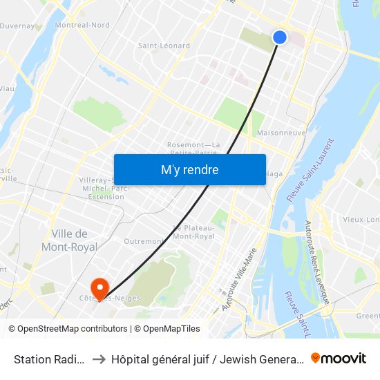 Station Radisson to Hôpital général juif / Jewish General Hospital map