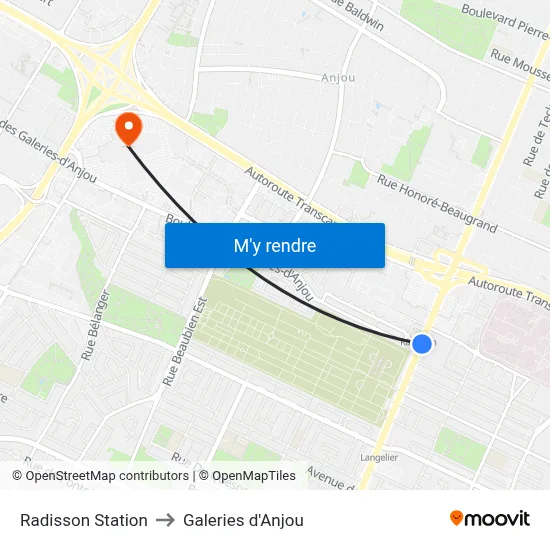Radisson Station to Galeries d'Anjou map