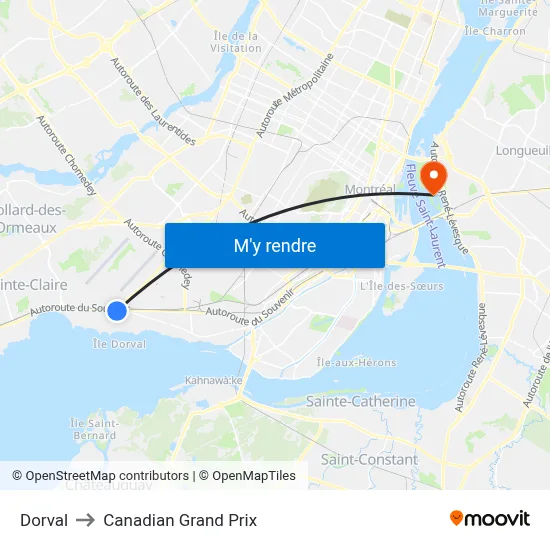 Dorval to Canadian Grand Prix map