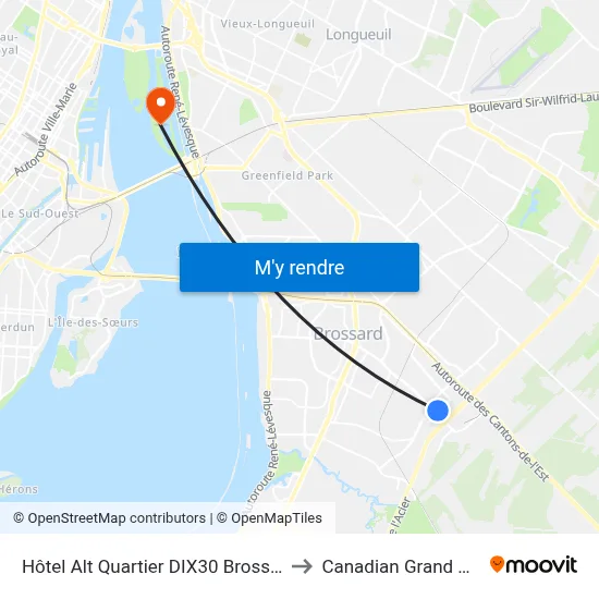 Hôtel Alt Quartier DIX30 Brossard to Canadian Grand Prix map