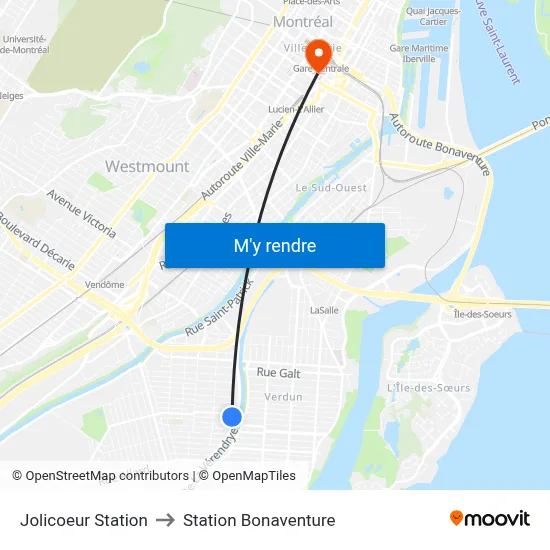 Jolicoeur Station to Station Bonaventure map