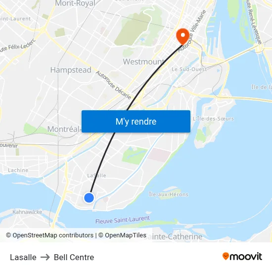 Lasalle to Bell Centre map