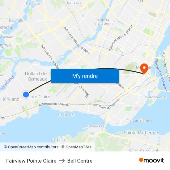 Fairview Pointe Claire to Bell Centre map