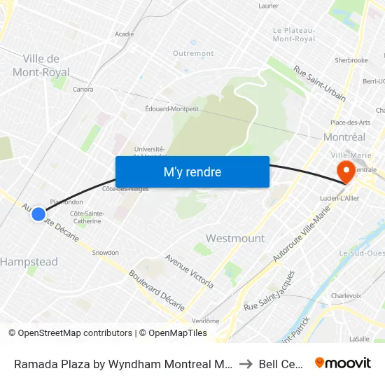 Ramada Plaza by Wyndham Montreal Montréal to Bell Centre map