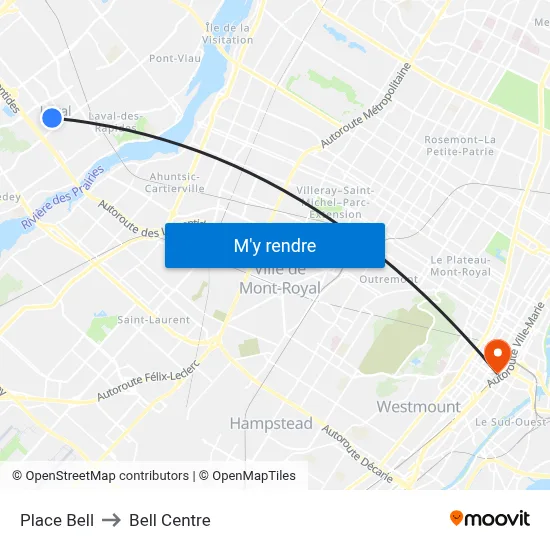 Place Bell to Bell Centre map