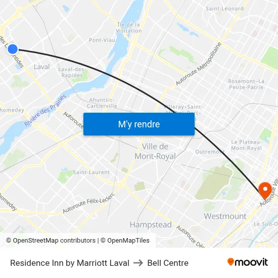 Residence Inn by Marriott Laval to Bell Centre map