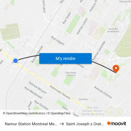 Namur Station Montreal Metro to Saint Joseph s Oratory map
