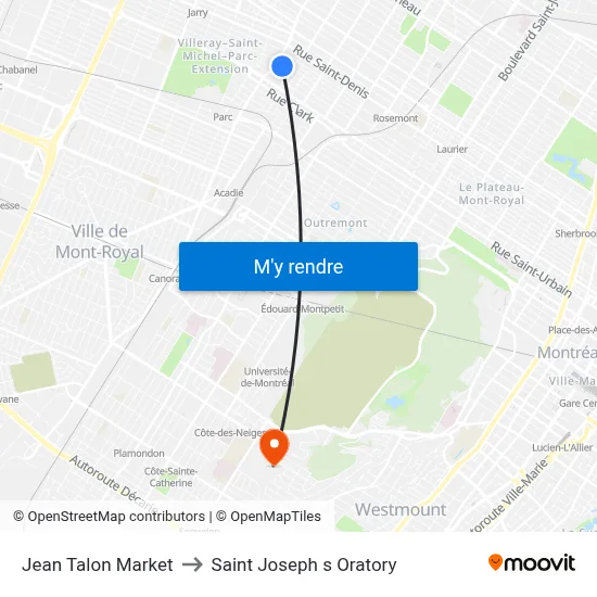 Jean Talon Market to Saint Joseph s Oratory map