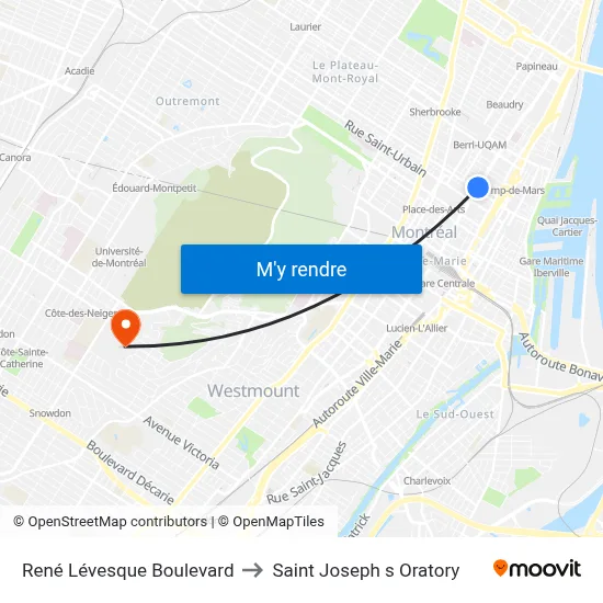 René Lévesque Boulevard to Saint Joseph s Oratory map