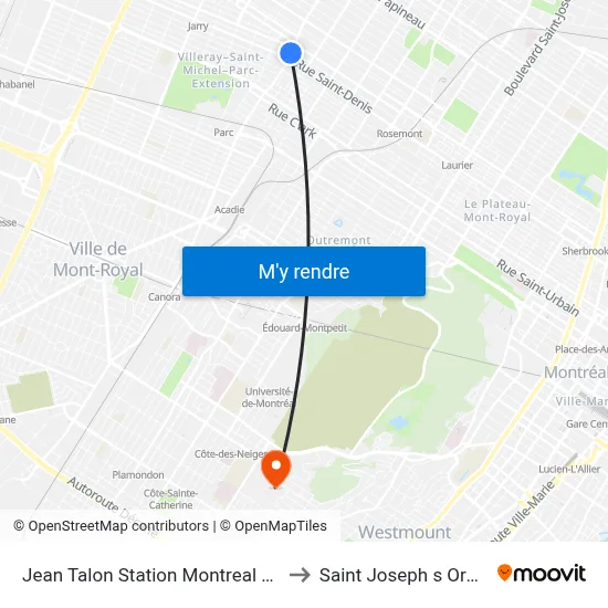Jean Talon Station Montreal Metro to Saint Joseph s Oratory map