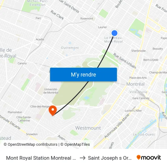 Mont Royal Station Montreal Metro to Saint Joseph s Oratory map
