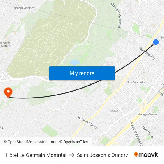 Hôtel Le Germain Montréal to Saint Joseph s Oratory map