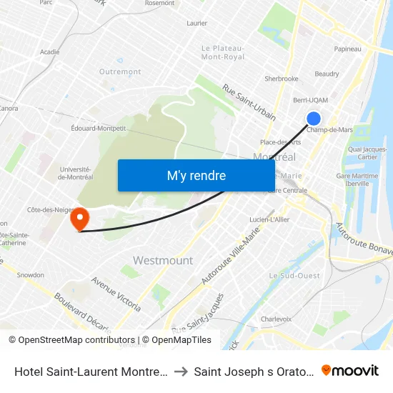 Hotel Saint-Laurent Montreal to Saint Joseph s Oratory map
