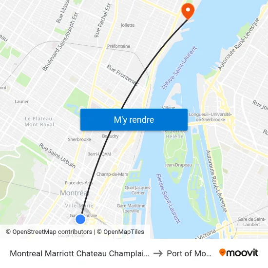 Montreal Marriott Chateau Champlain Montréal to Port of Montreal map