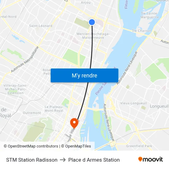 STM Station Radisson to Place d Armes Station map