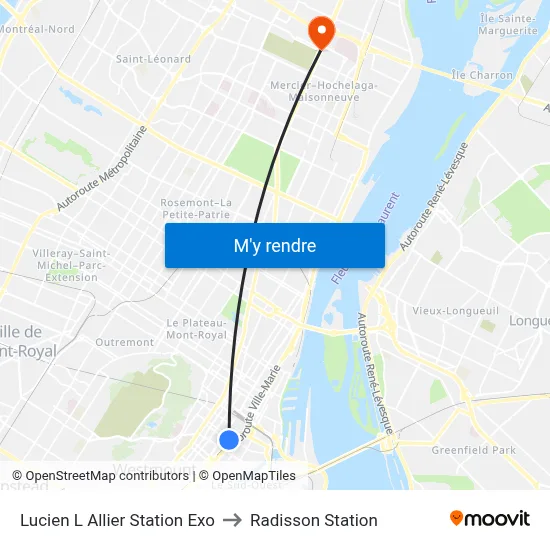 Lucien L Allier Station Exo to Radisson Station map