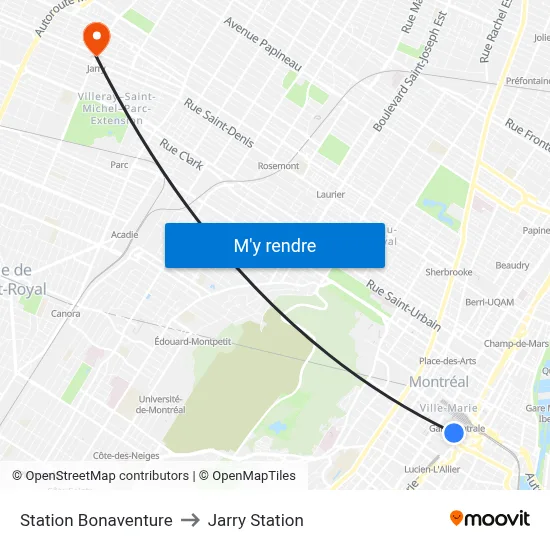 Station Bonaventure to Jarry Station map