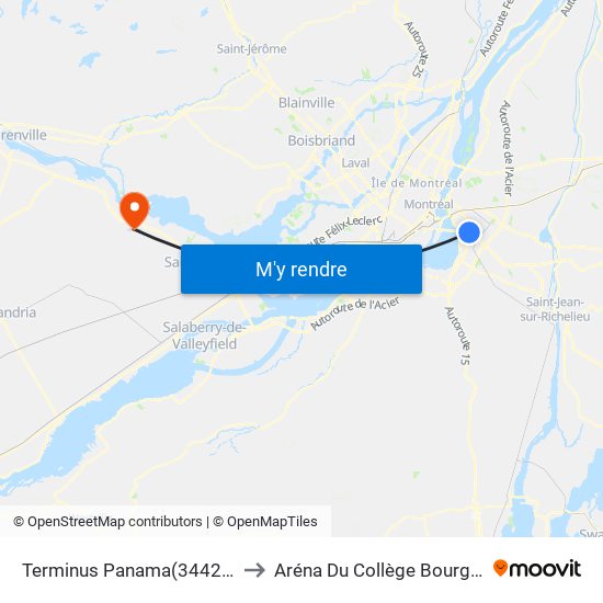 Terminus Panama to Aréna Du Collège Bourget map