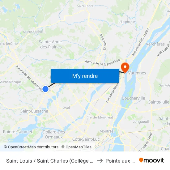 Saint-Louis / Saint-Charles (Collège Lionel-Groulx) - Quai 1 to Pointe aux Trembles map