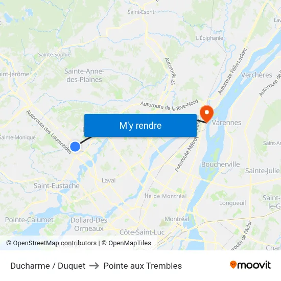 Ducharme / Duquet to Pointe aux Trembles map