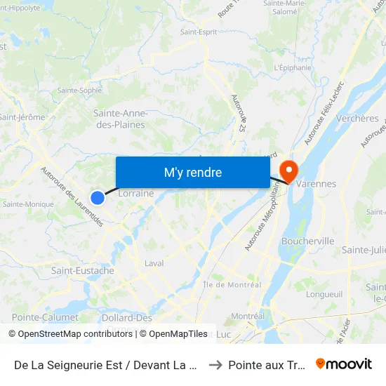 De La Seigneurie Est / Devant La Gare Blainville to Pointe aux Trembles map