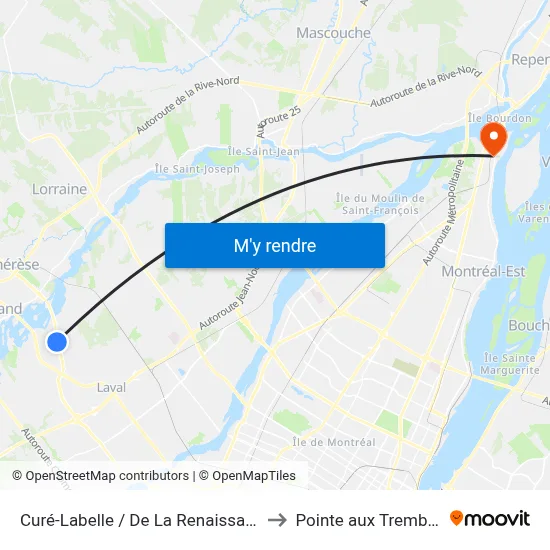 Curé-Labelle / De La Renaissance to Pointe aux Trembles map