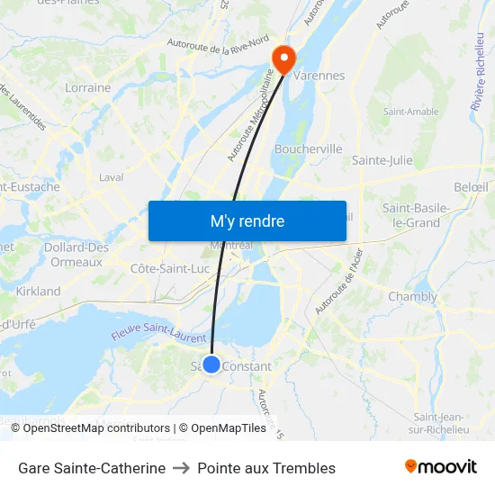 Gare Sainte-Catherine to Pointe aux Trembles map