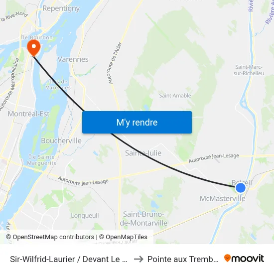Sir-Wilfrid-Laurier / Devant Le 665 to Pointe aux Trembles map