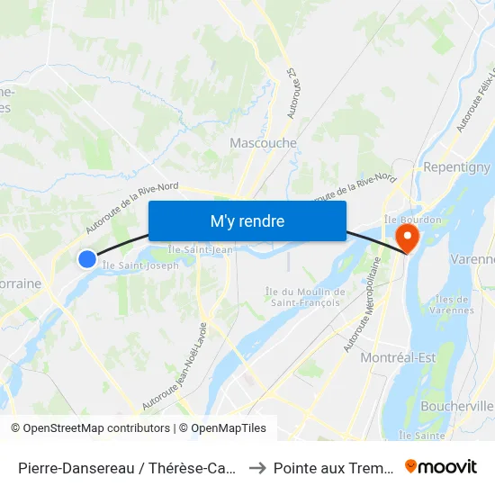 Pierre-Dansereau / Thérèse-Casgrain to Pointe aux Trembles map