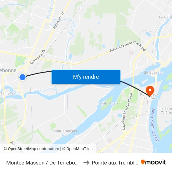 Montée Masson / De Terrebonne to Pointe aux Trembles map