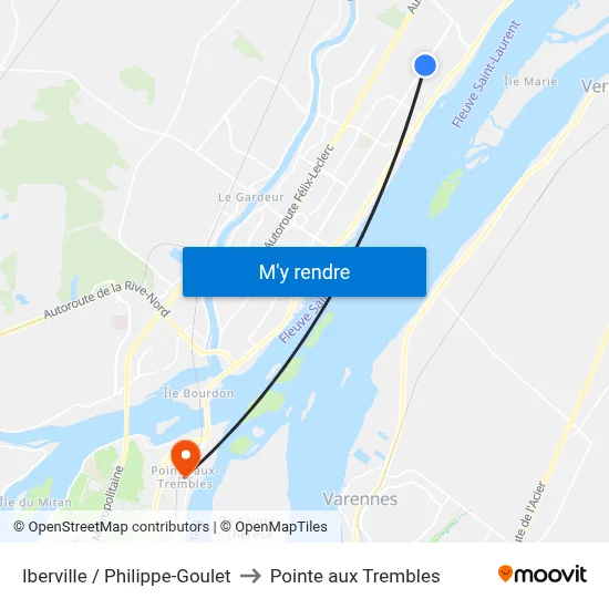 Iberville / Philippe-Goulet to Pointe aux Trembles map