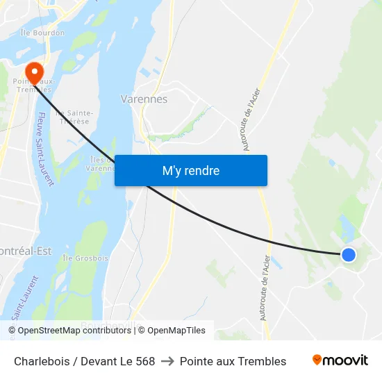 Charlebois / Devant Le 568 to Pointe aux Trembles map