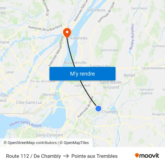 Route 112 / De Chambly to Pointe aux Trembles map