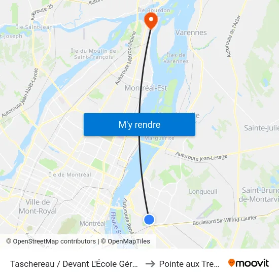 Taschereau / Devant L'École Gérard Filion to Pointe aux Trembles map