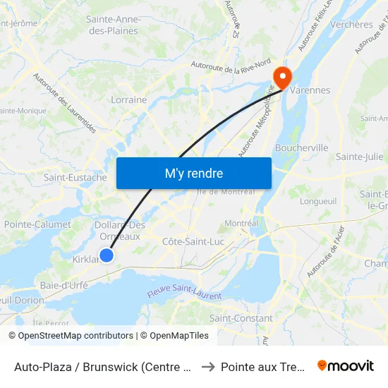 Auto-Plaza / Brunswick (Centre Fairview) to Pointe aux Trembles map