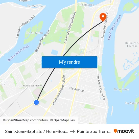 Saint-Jean-Baptiste / Henri-Bourassa to Pointe aux Trembles map