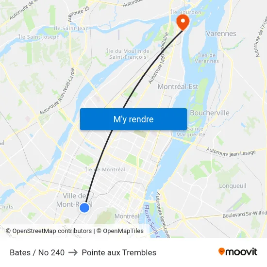 Bates / No 240 to Pointe aux Trembles map
