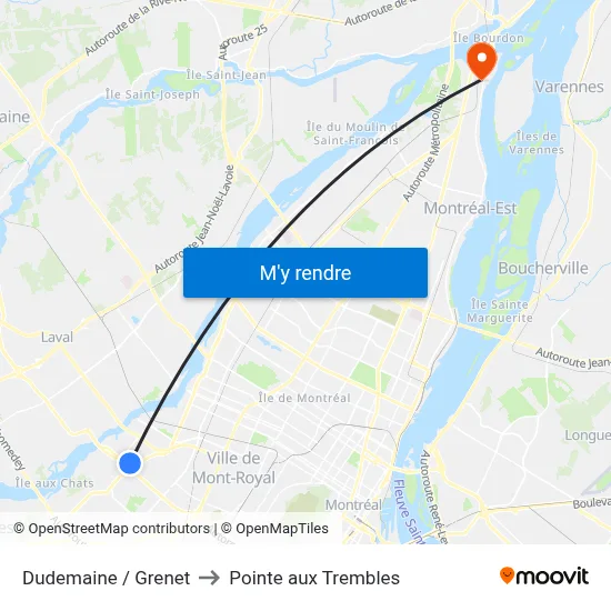Dudemaine / Grenet to Pointe aux Trembles map