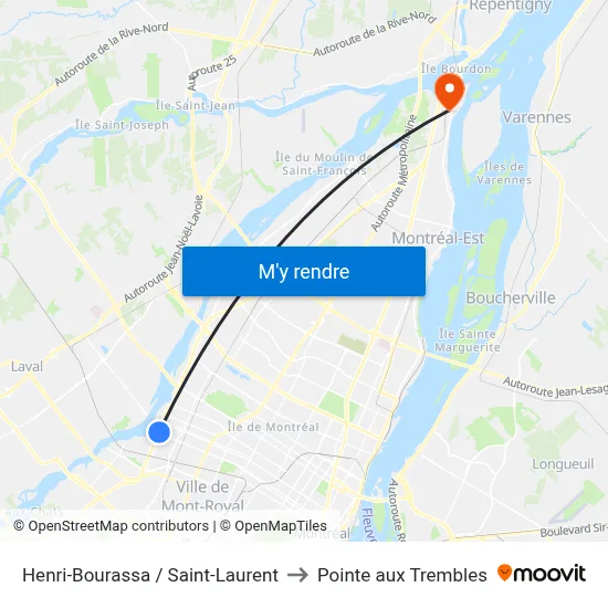 Henri-Bourassa / Saint-Laurent to Pointe aux Trembles map
