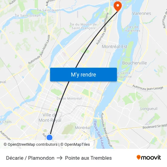 Décarie / Plamondon to Pointe aux Trembles map