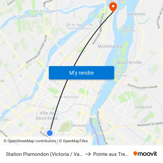 Station Plamondon (Victoria / Van Horne) to Pointe aux Trembles map