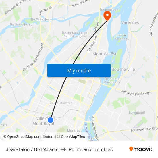 Jean-Talon / De L'Acadie to Pointe aux Trembles map